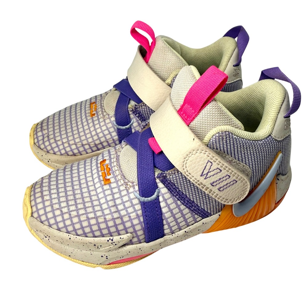 Nike LeBron Soldier 14 FlyEase Kids Basketball Shoes Purple Orange DQ8647-10